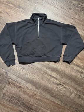 TNA Black Half-Zip Cropped Sweatshirt